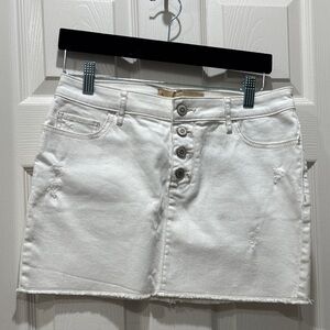 White Denim Button-Up Skirt